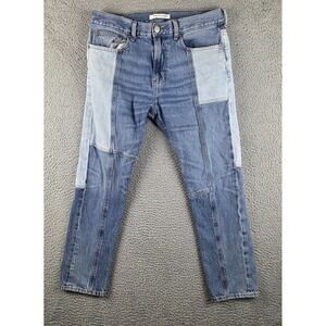 PacSun Eco Indigo Wash Patchwork Slim Taper Jeans Mens 32X30 (32x28) Blue